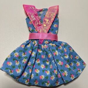 Vintage‎ Mattel Barbie Pink Collar Blue Dress With Flowers